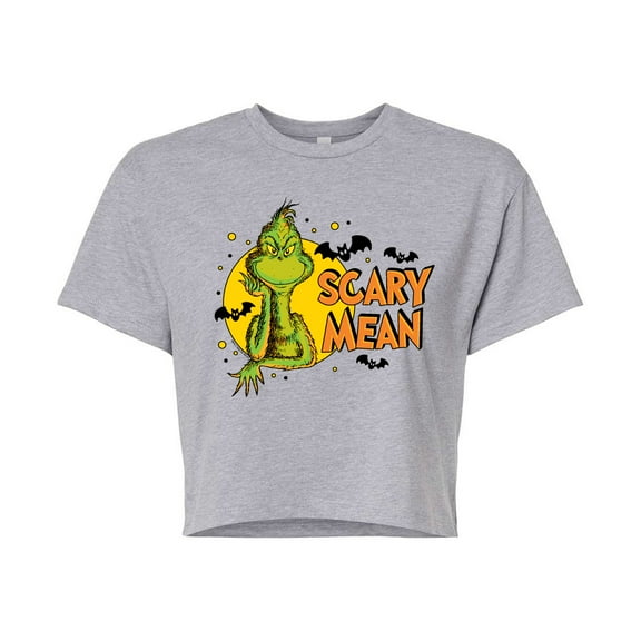 The Grinch - Scary Mean - Juniors Cropped Cotton Blend T-Shirt