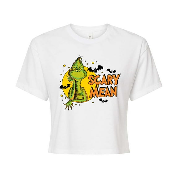 The Grinch - Scary Mean - Juniors Cropped Cotton Blend T-Shirt