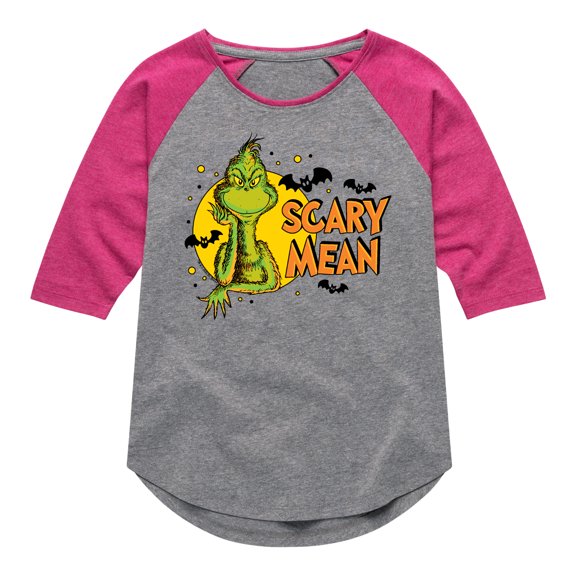 The Grinch - Scary Mean - Toddler & Youth Girls Raglan Graphic T-Shirt