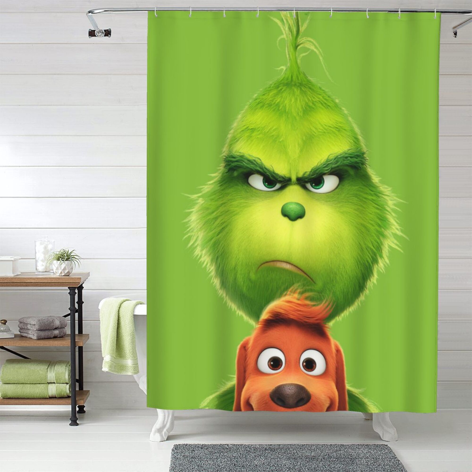 The Grinch Shower Curtain, 60 x 72 inch Waterproof Fabric Shower ...
