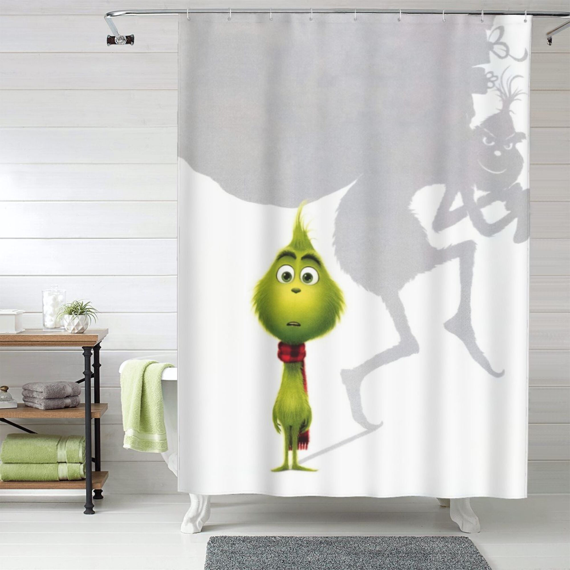 The Grinch Shower Curtain, 60 x 72 inch Waterproof Fabric Shower