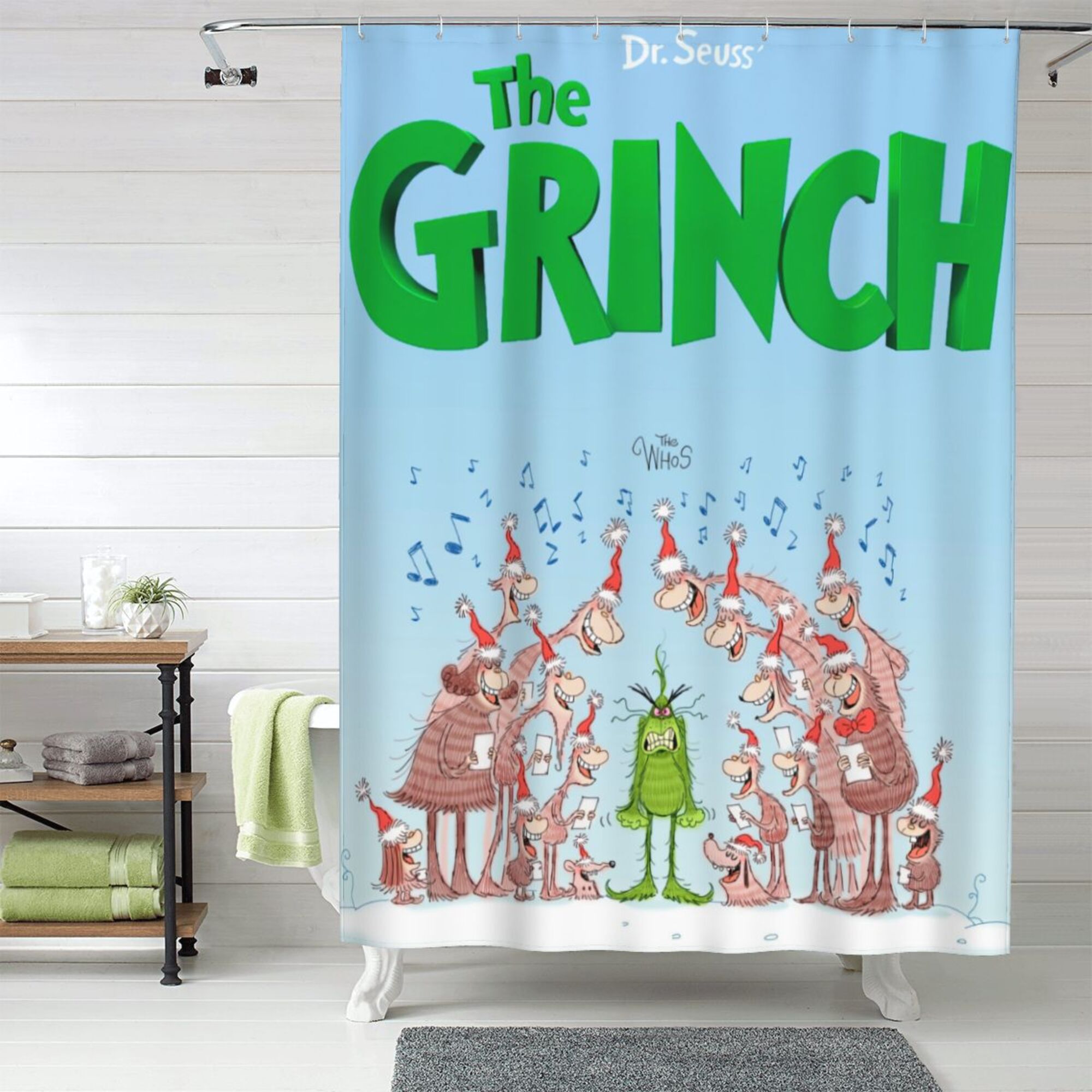 The Grinch Shower Curtain, 60 x 72 inch Waterproof Fabric Shower