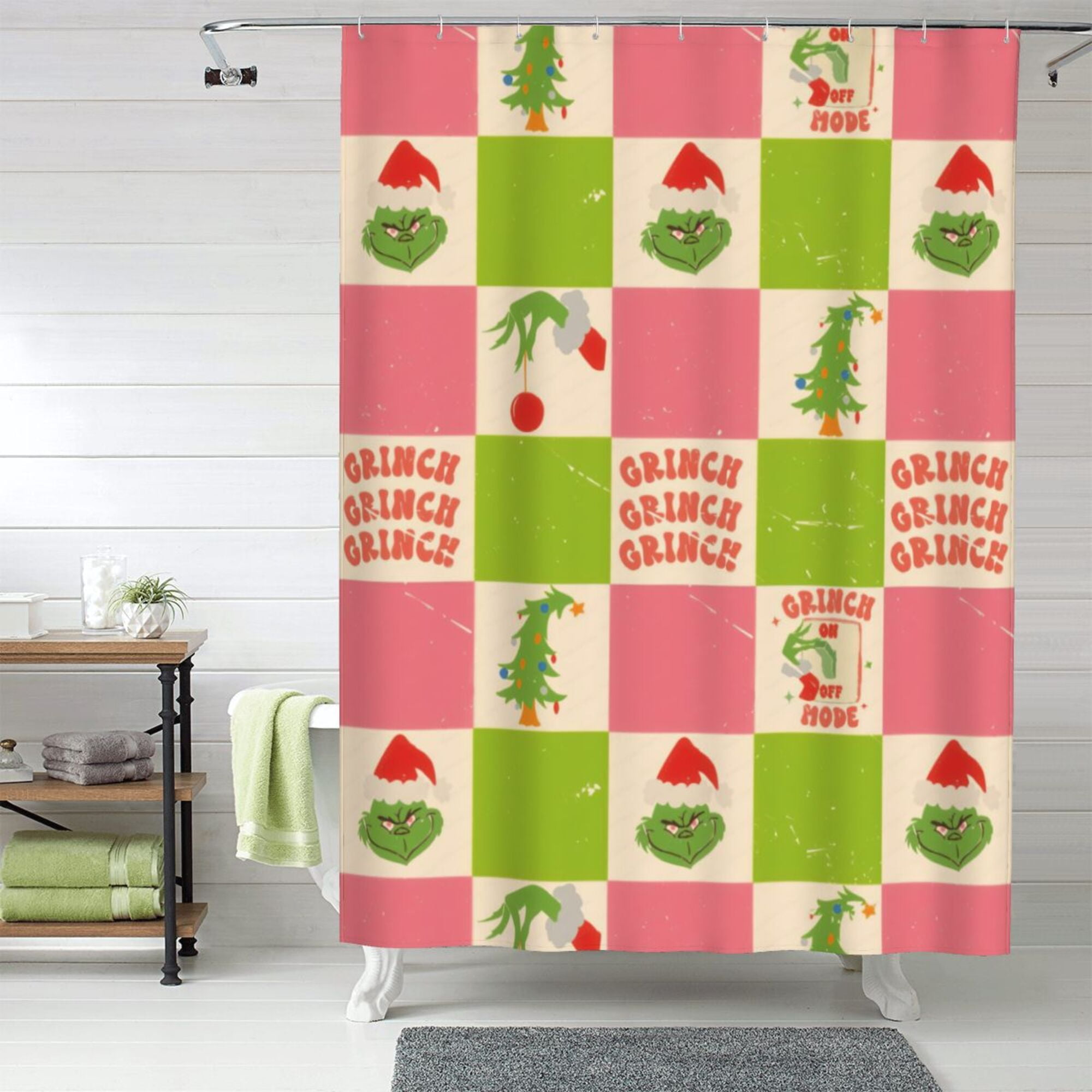 The Grinch Shower Curtain, 60 x 72 inch Waterproof Fabric Shower