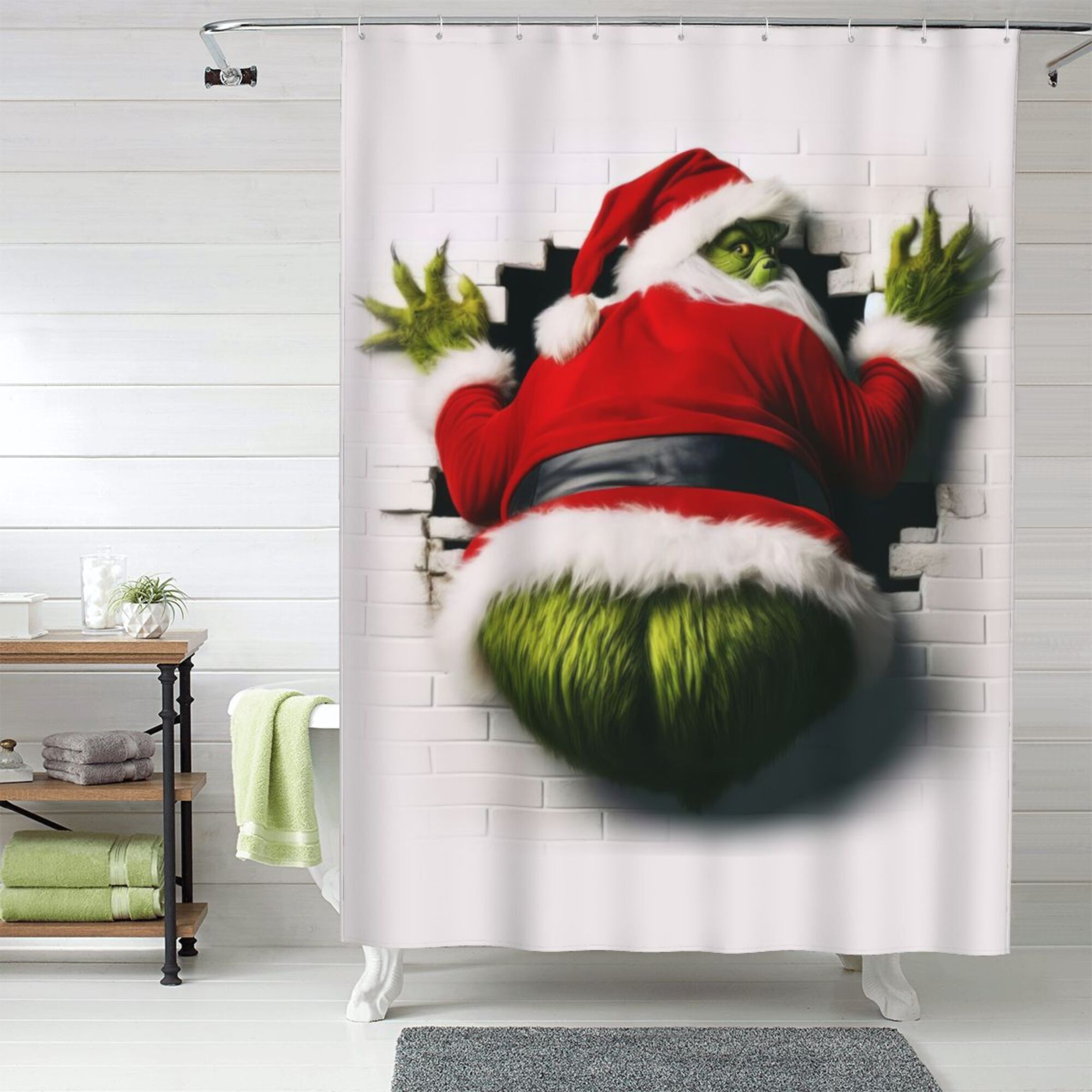 The Grinch Shower Curtain, 60 x 72 inch Waterproof Fabric Shower