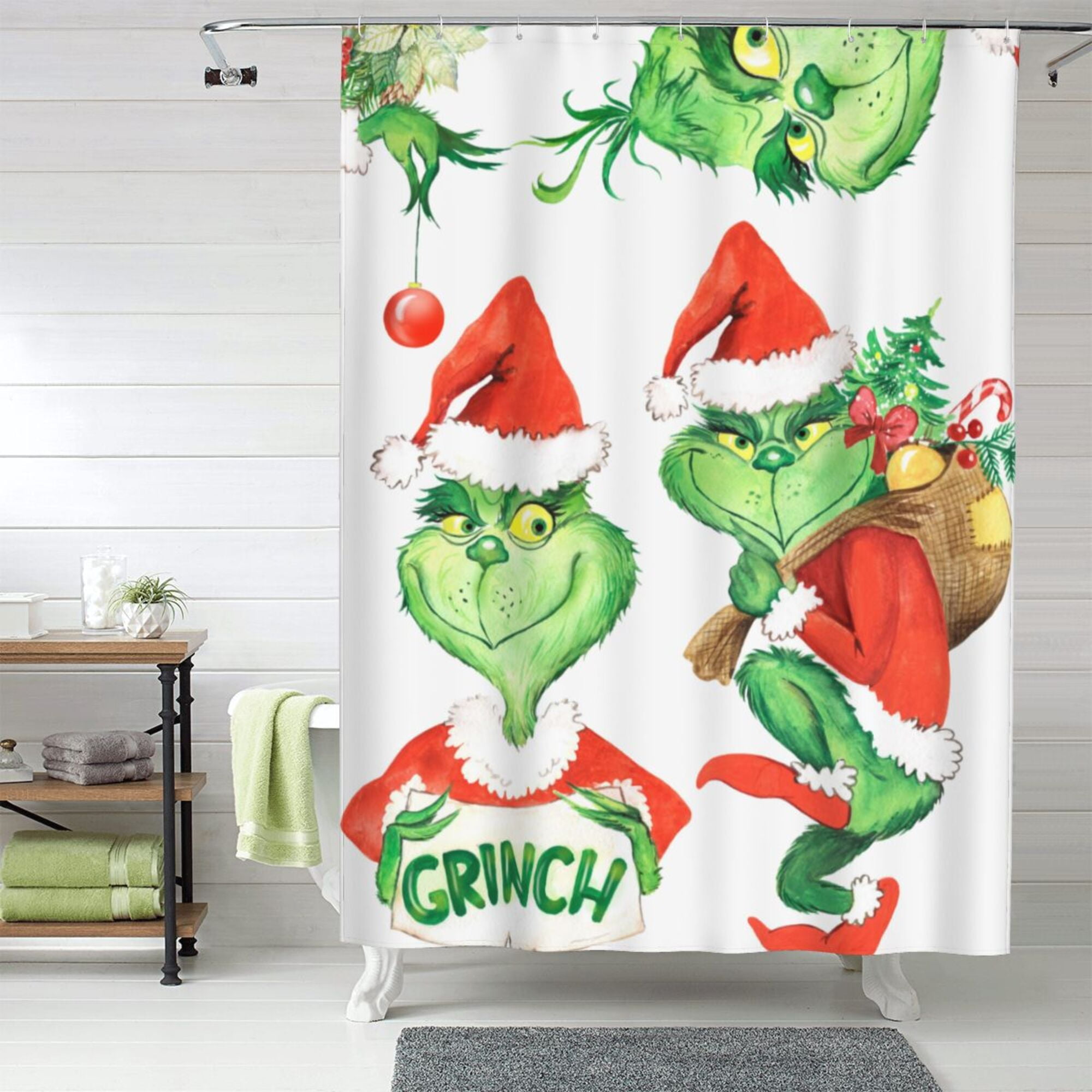 The Grinch Shower Curtain, 60 x 72 inch Waterproof Fabric Shower