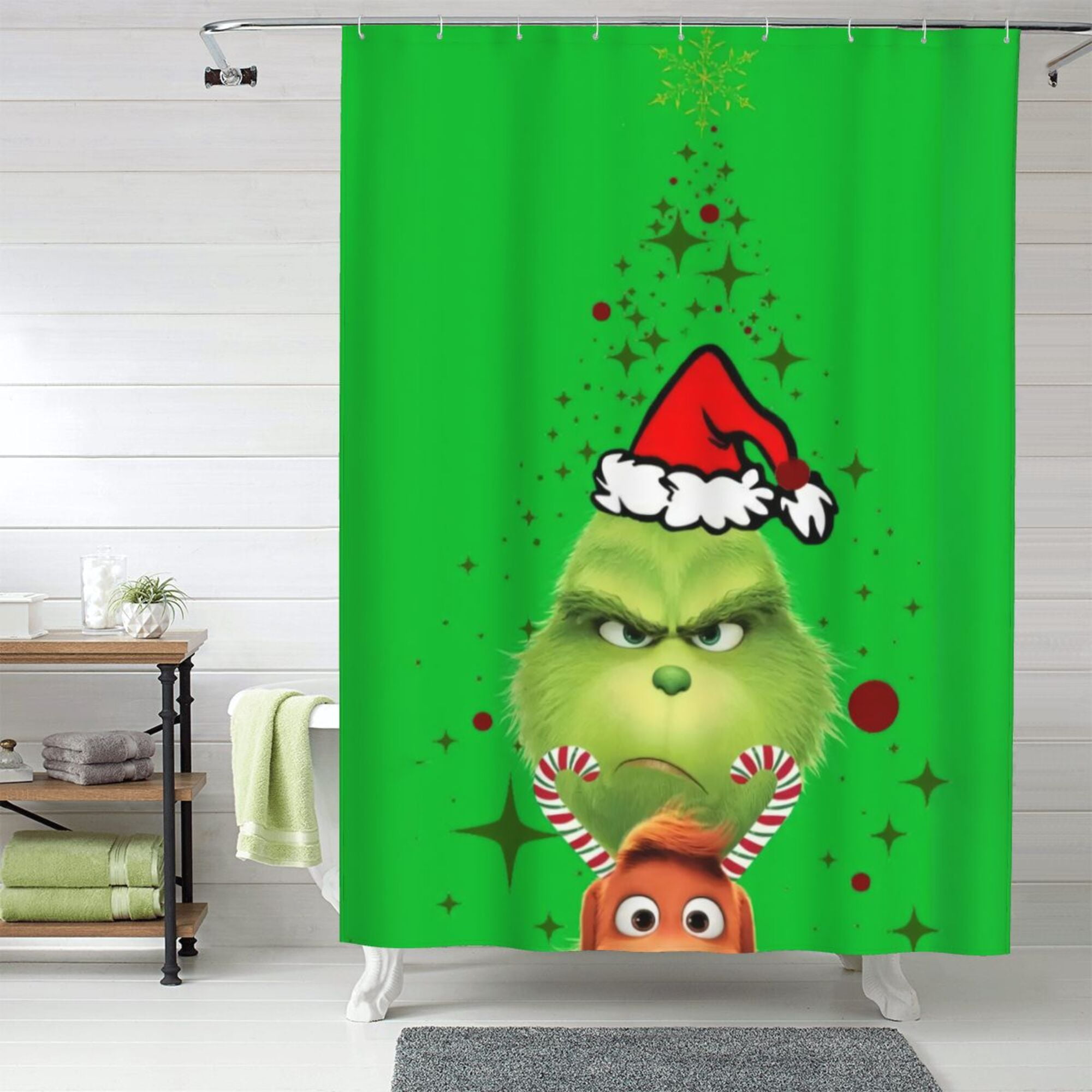 The Grinch Shower Curtain, 60 x 72 inch Waterproof Fabric Shower