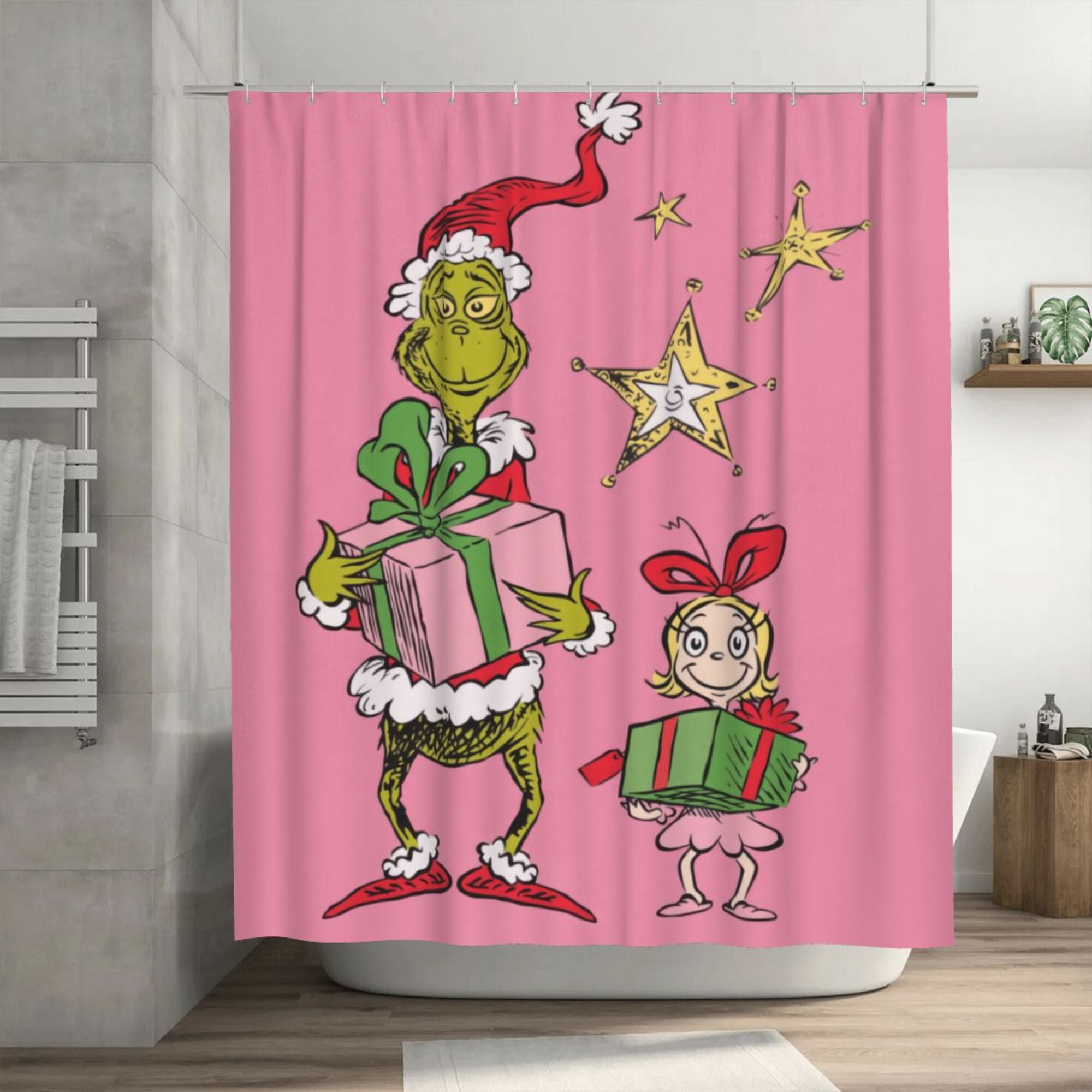The Grinch Shower Curtain, 72 x 72 inch Waterproof Fabric Shower