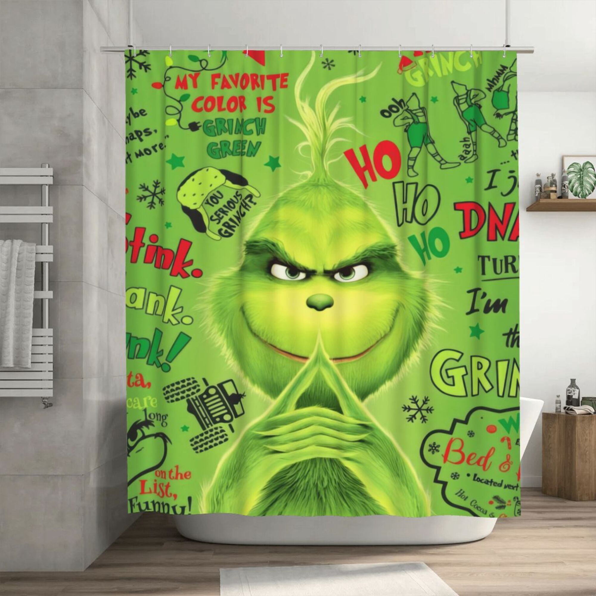 The Grinch Shower Curtain, 72 x 72 inch Waterproof Fabric Shower ...