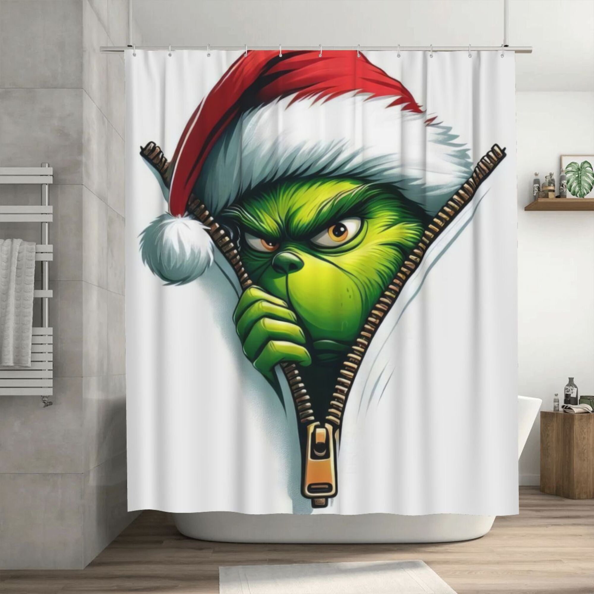 The Grinch Shower Curtain, 72 x 72 inch Waterproof Fabric Shower