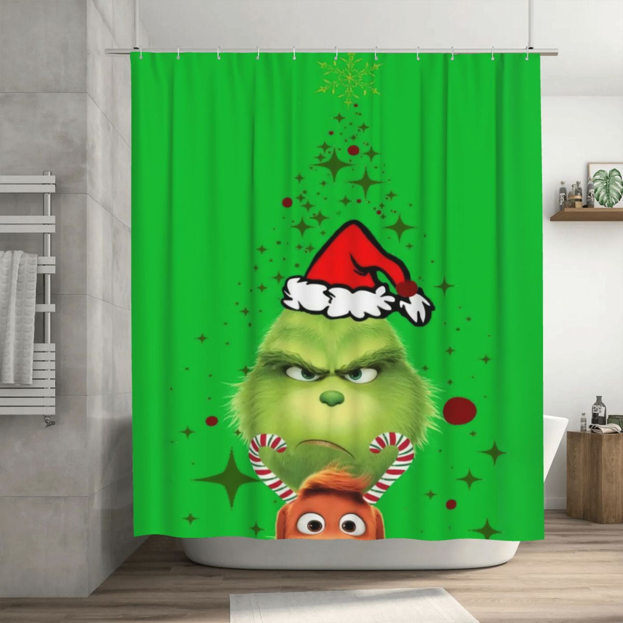 The Grinch Shower Curtain, 72 x 72 inch Waterproof Fabric Shower