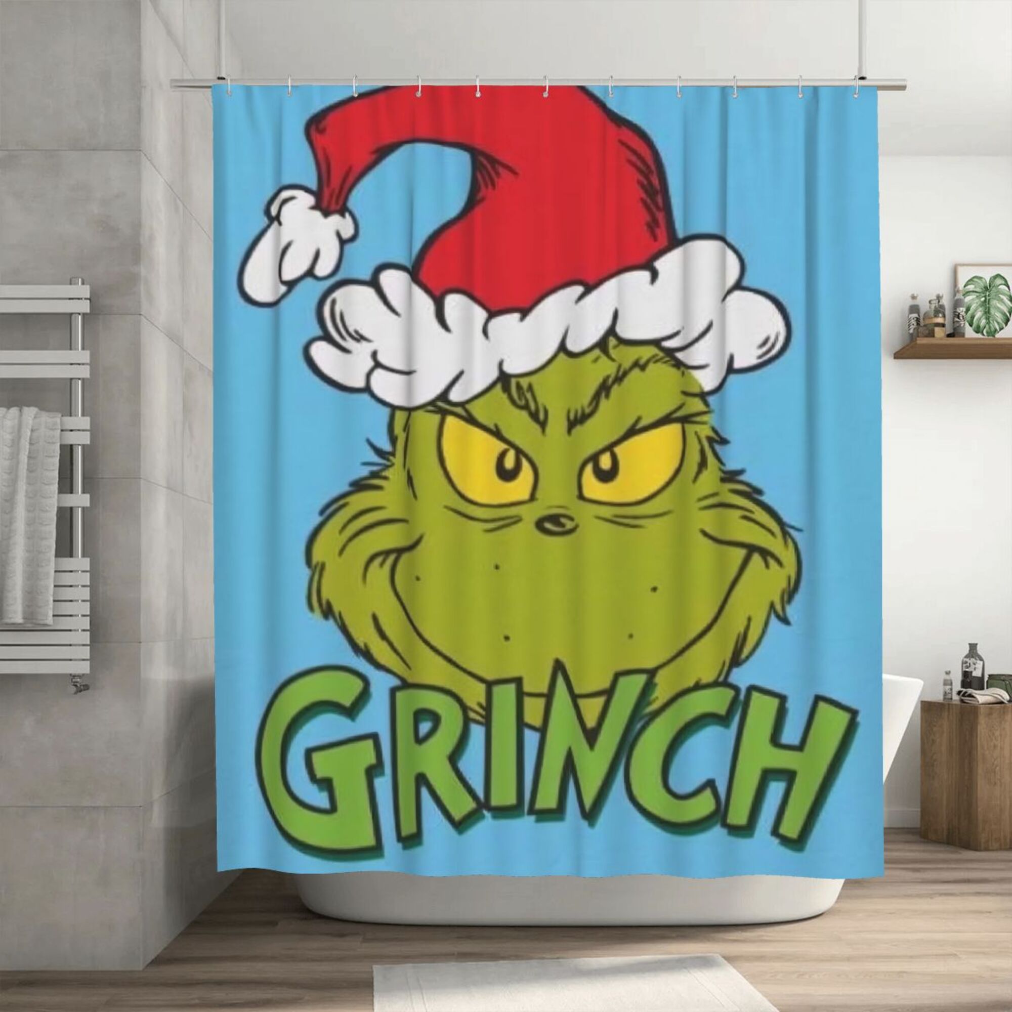 The Grinch Shower Curtain, 72 x 72 inch Waterproof Fabric Shower