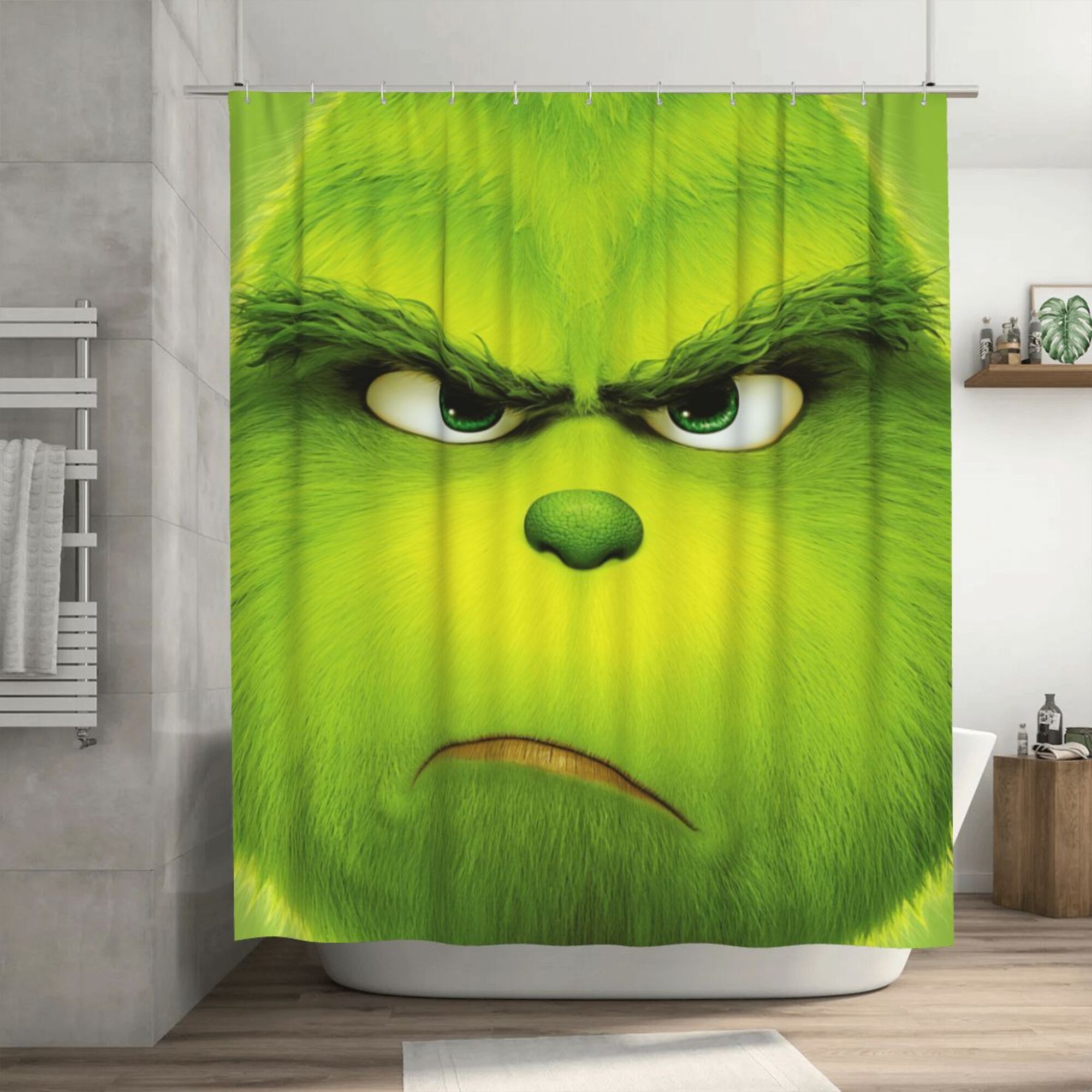 The Grinch Shower Curtain, 72 x 72 inch Waterproof Fabric Shower