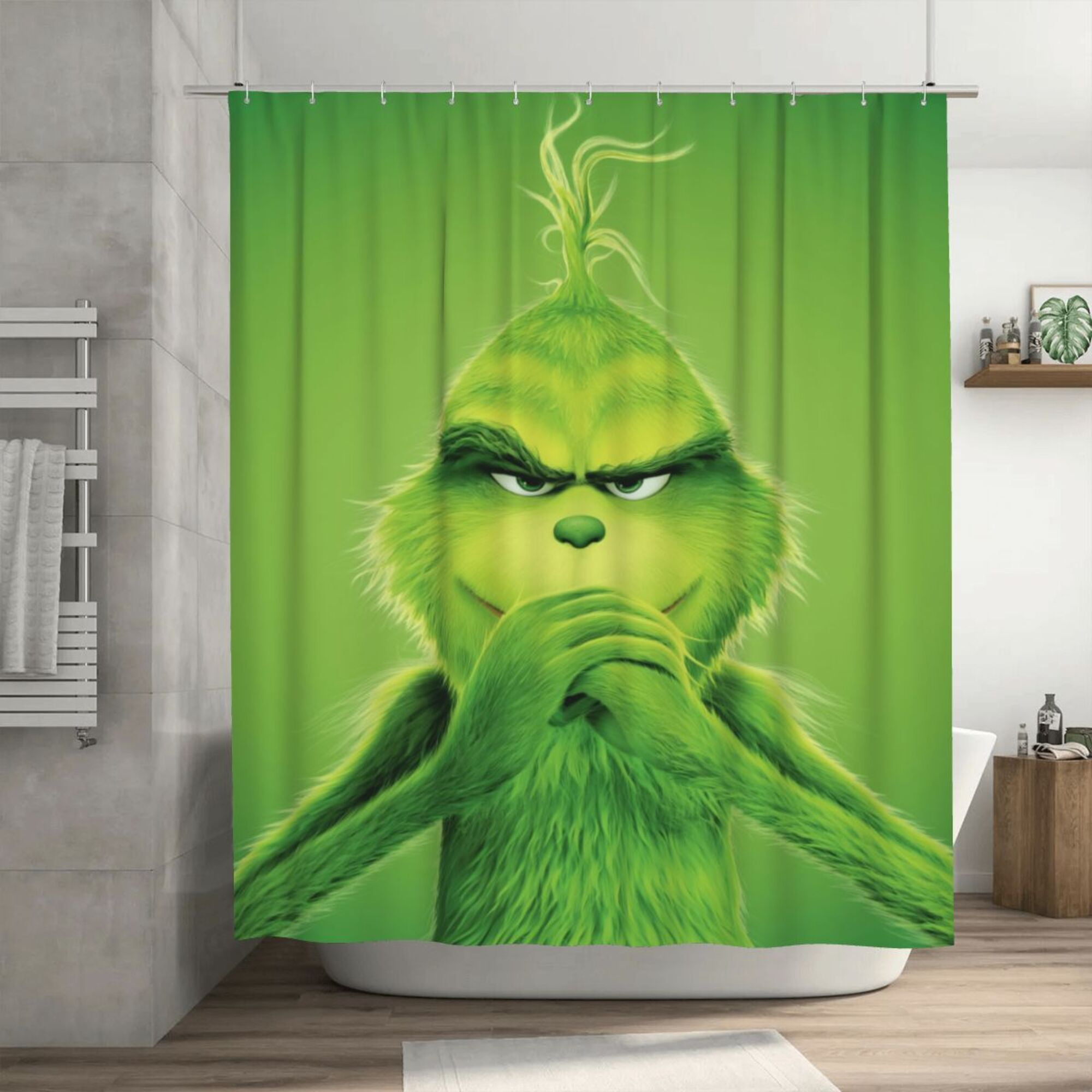 The Grinch Shower Curtain, 72 x 72 inch Waterproof Fabric Shower