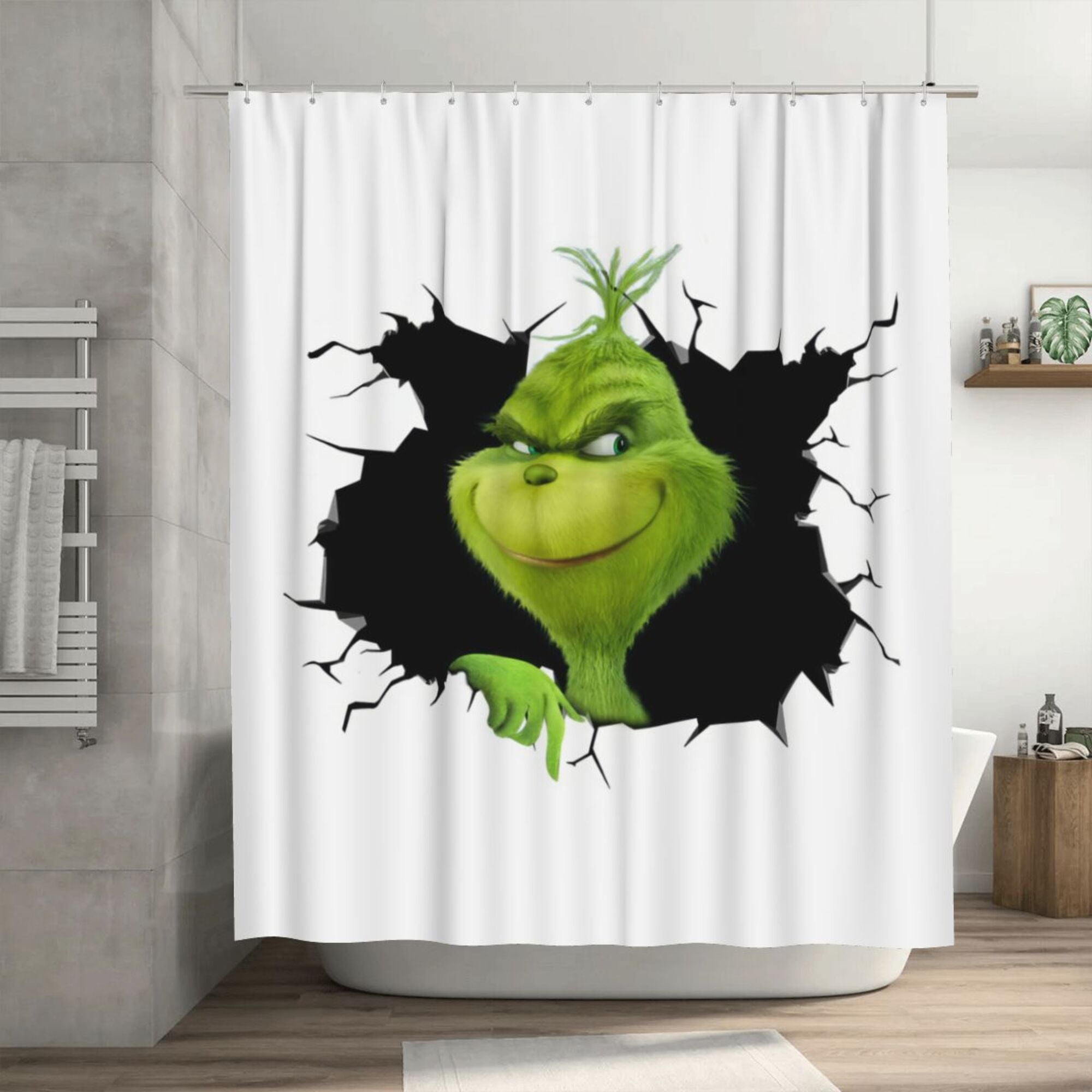The Grinch Shower Curtain, 72 x 72 inch Waterproof Fabric Shower