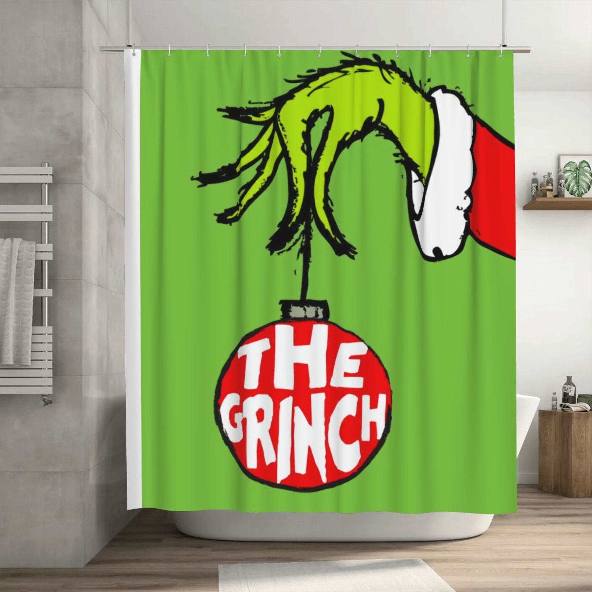 The Grinch Shower Curtain, 72 x 72 inch Waterproof Fabric Shower