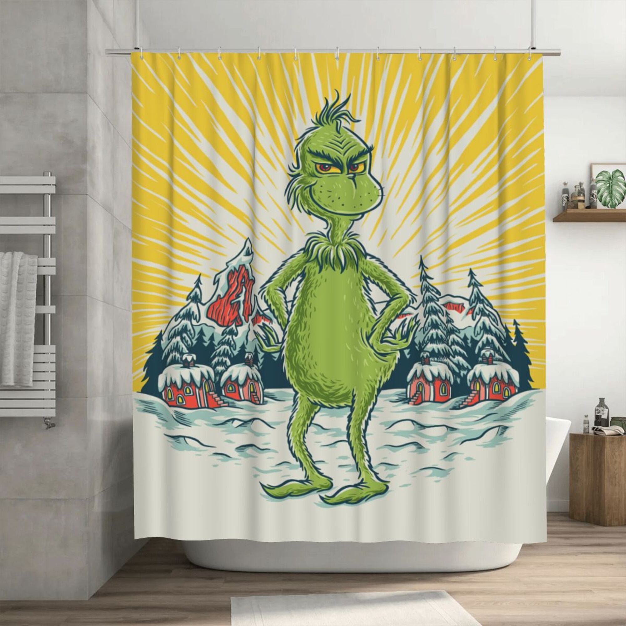 The Grinch Shower Curtain, 72 x 72 inch Waterproof Fabric Shower