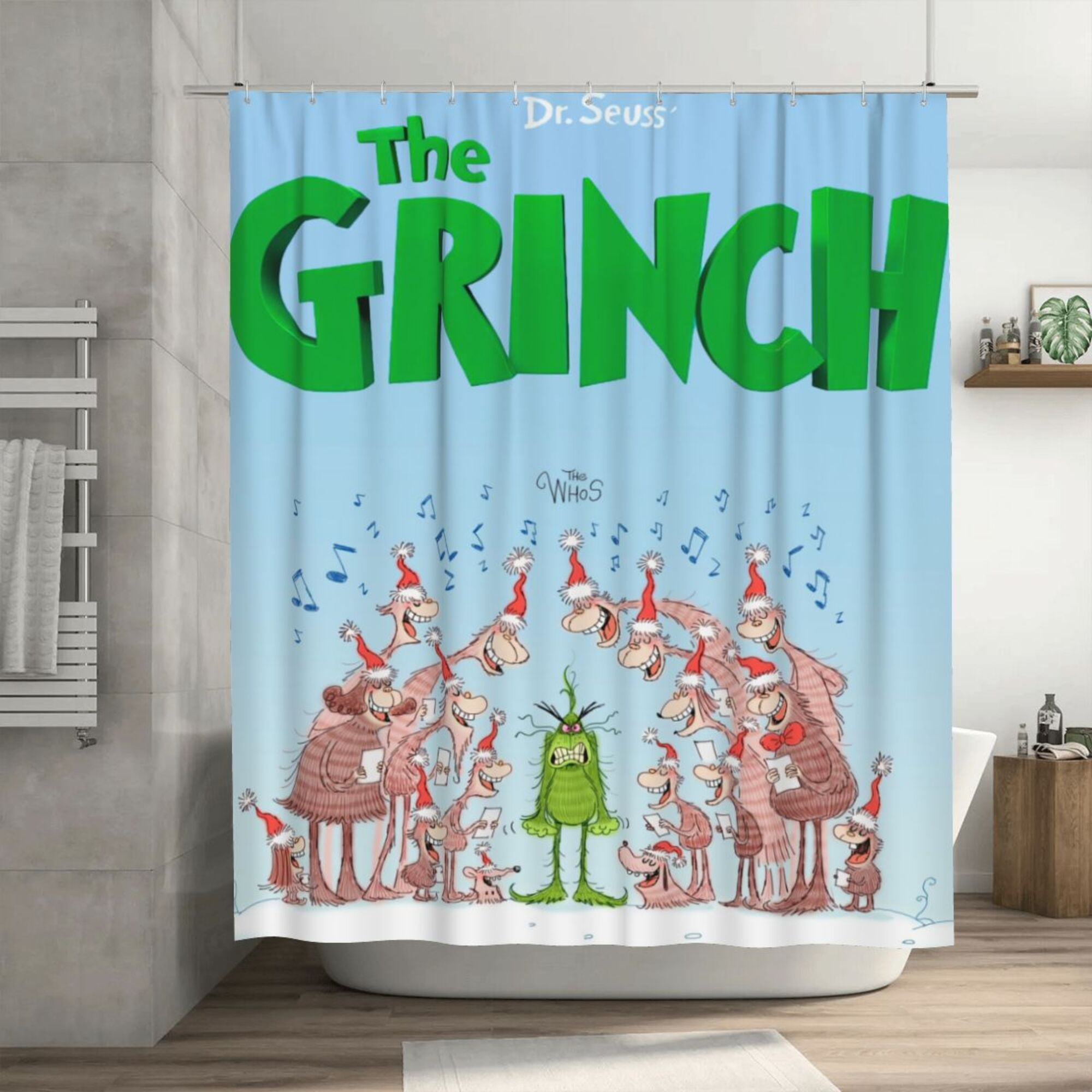 The Grinch Shower Curtain, 72 x 72 inch Waterproof Fabric Shower