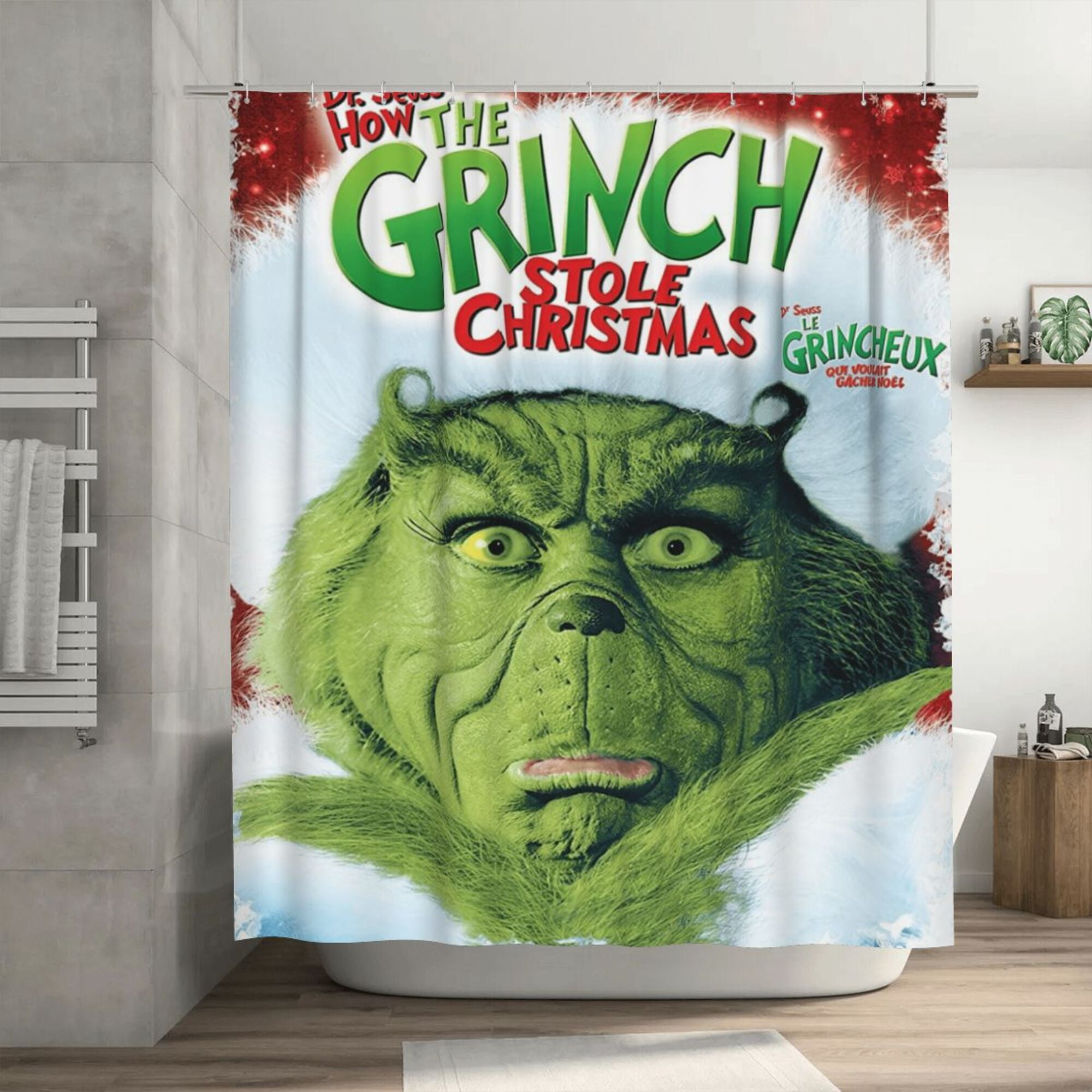 The Grinch Shower Curtain, 72 x 72 inch Waterproof Fabric Shower