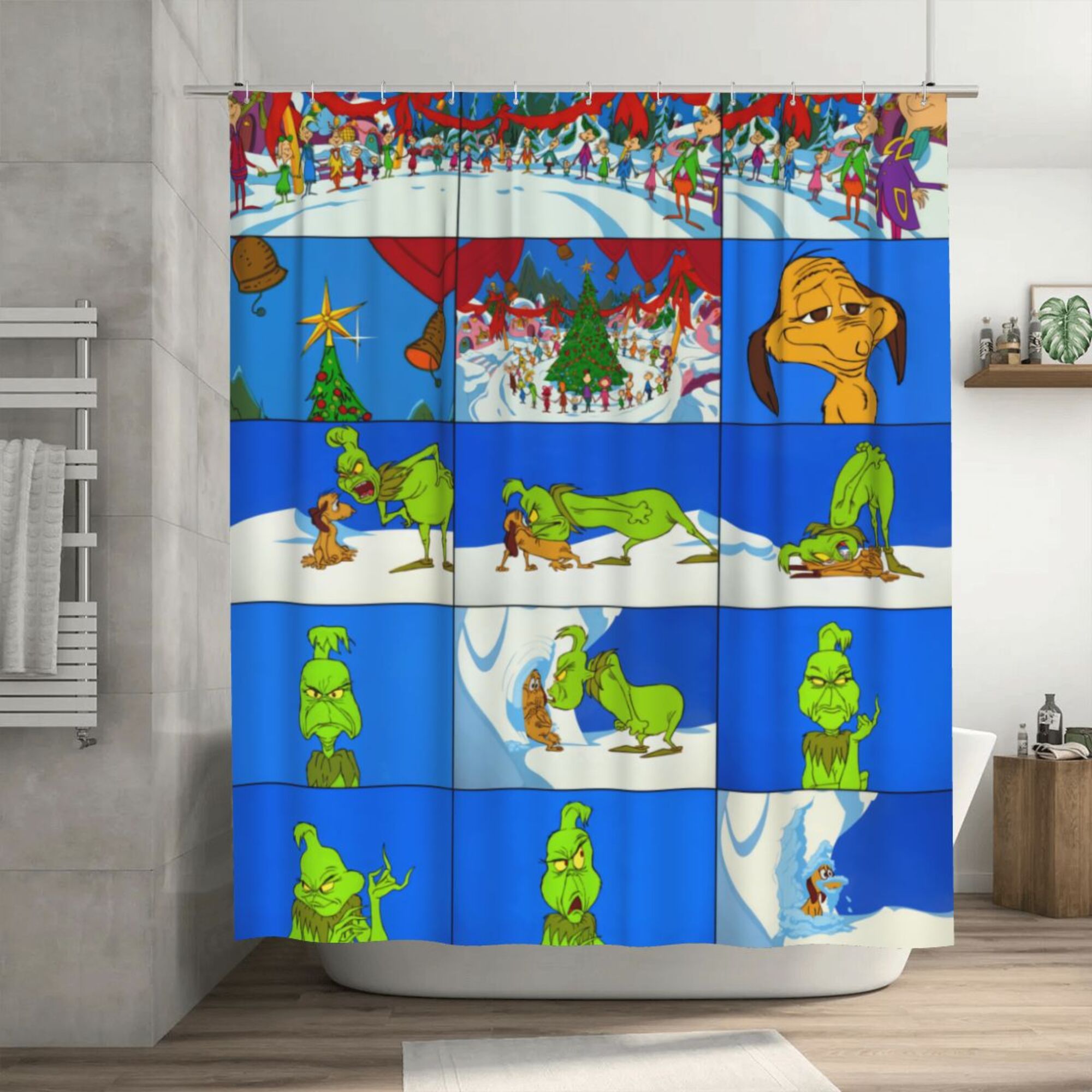 The Grinch Shower Curtain, 72 x 72 inch Waterproof Fabric Shower ...