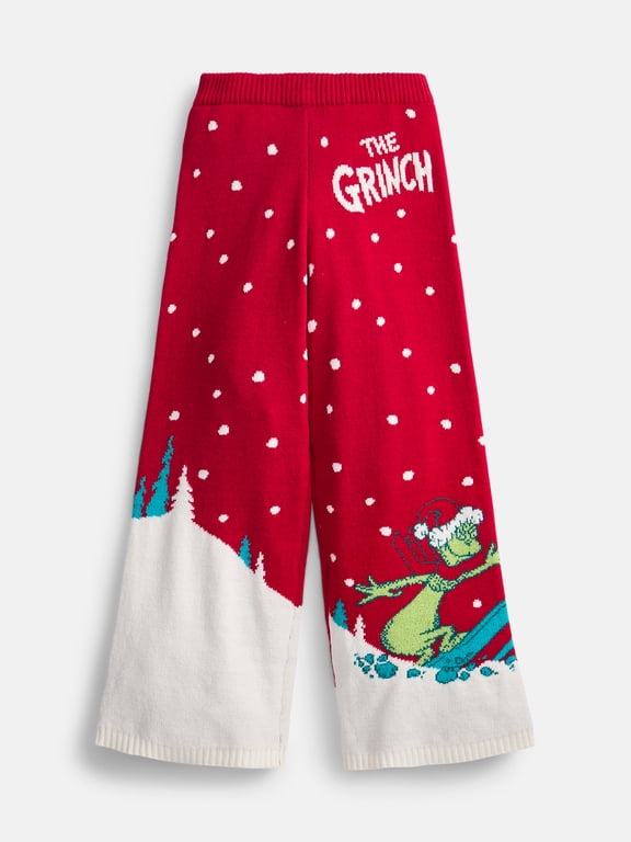 The Grinch Girls' Jacquard Wide Leg Knit Pants, Sizes 4-16