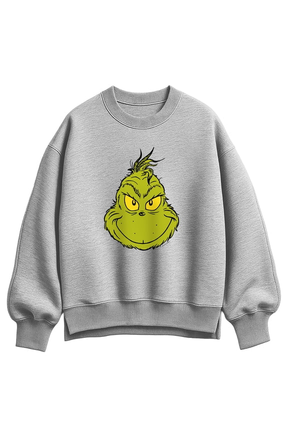 The Grinch - Smiling Face - Women's Oversized Fleece Crew Sweatshirt
