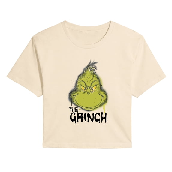 The Grinch - Spray Paint - Juniors Cropped Graphic T-Shirt