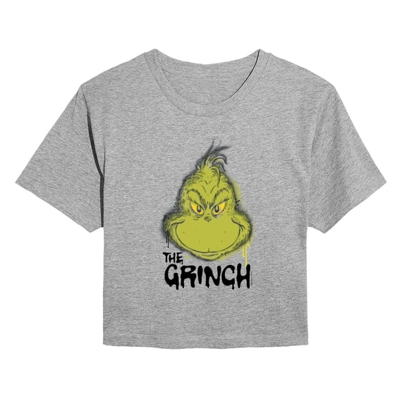 The Grinch - Spray Paint - Juniors Cropped Graphic T-Shirt