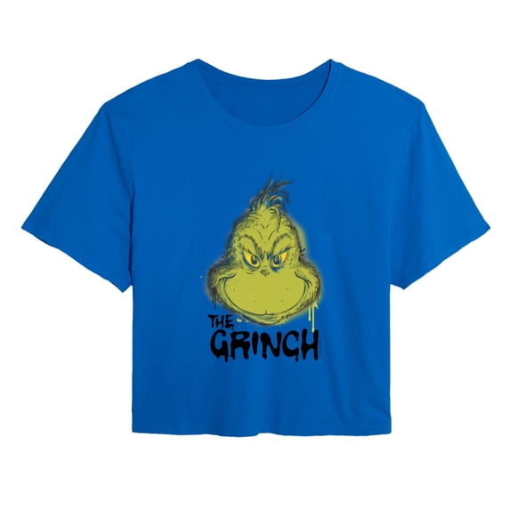The Grinch - Spray Paint - Juniors Cropped Graphic T-Shirt