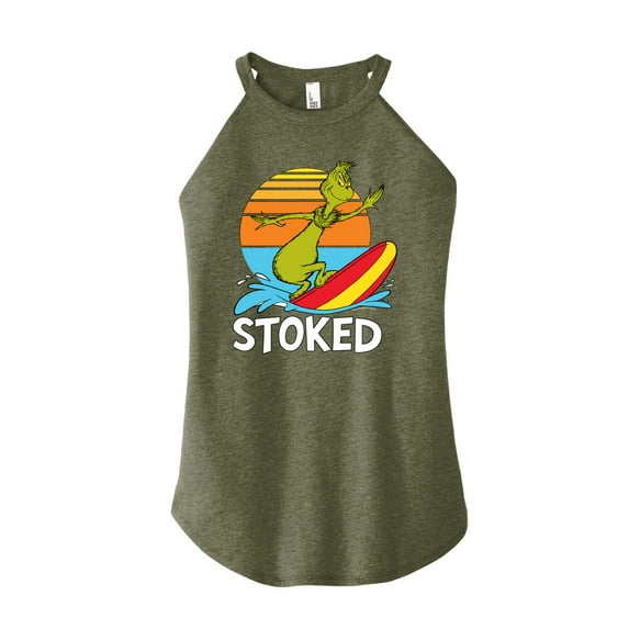 The Grinch - Stoked - Juniors High Neck Tank Top