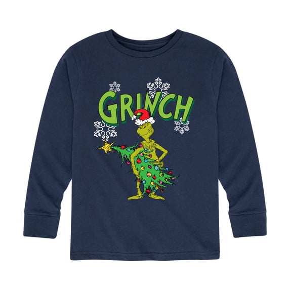 The Grinch - The Grinch Stealing Christmas Tree Boys' Long Sleeve Graphic T-Shirt
