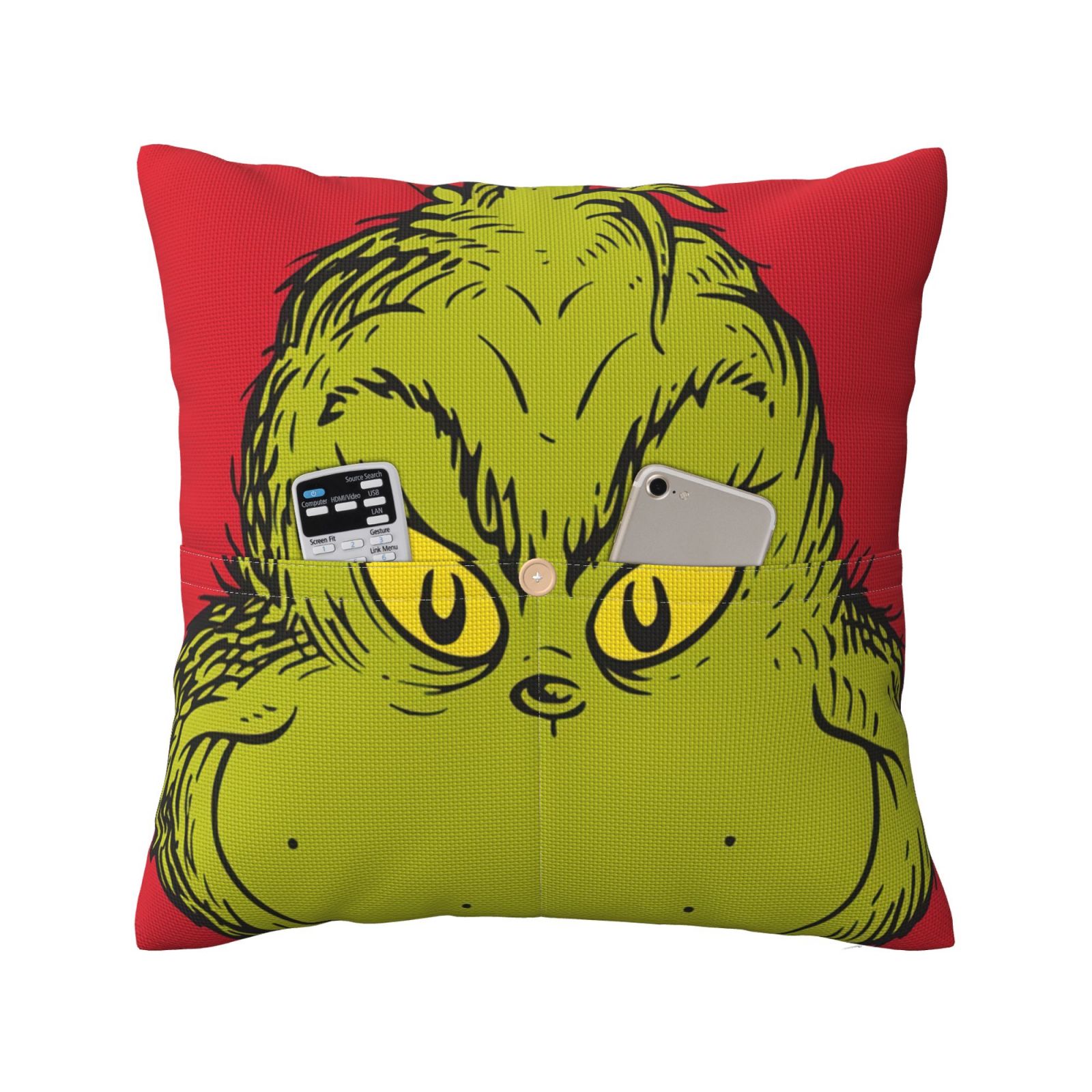 The Grinch Throw Pillow Covers with Pocket, Linen Decor Pillow Covers