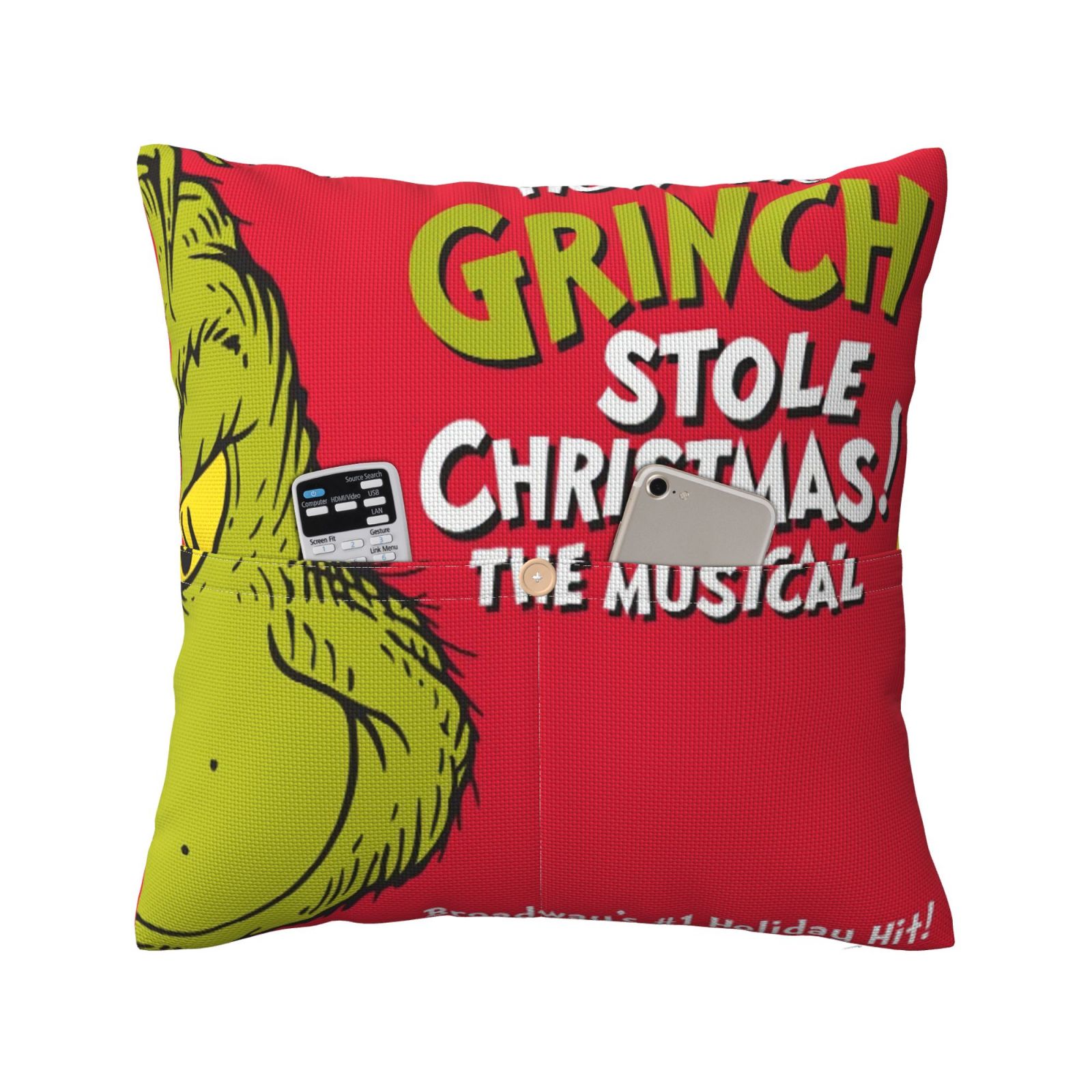 The Grinch Throw Pillow Covers with Pocket, Linen Decor Pillow Covers Fall Decorations Couch
