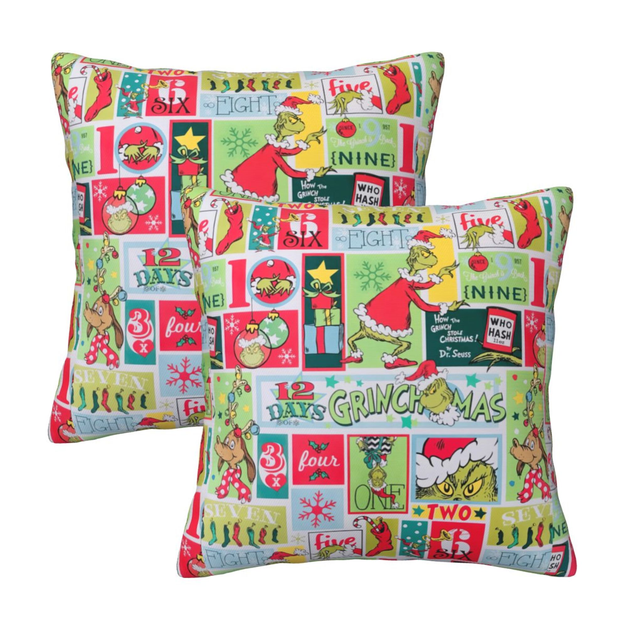 The Grinch Throw Pillow Covers Set of 2, Polyester Decor Pillow Covers Fall Decorations Couch
