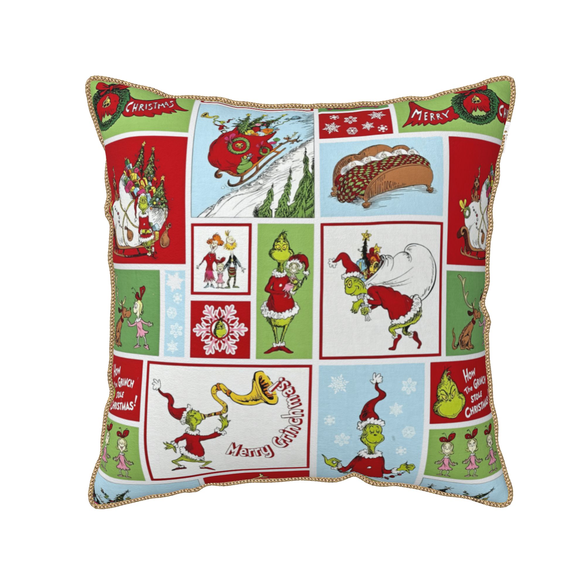 The Grinch Throw Pillow Covers, Velvet Decor Pillow Covers Fall Decorations Couch Pillowcase