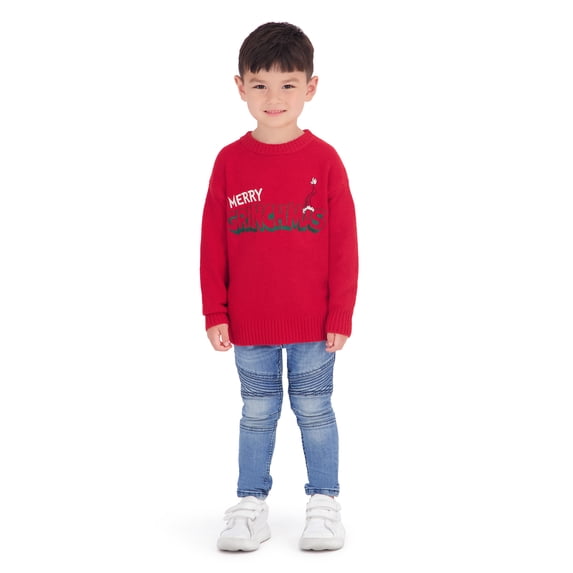 The Grinch Toddler Boy Red Long Sleeve Sweater, Sizes 12 Months-5T