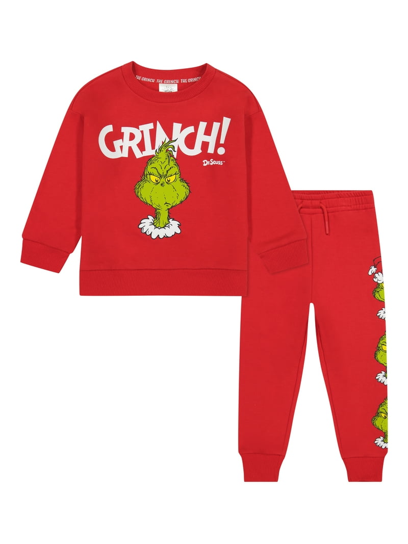 The Grinch Toddler Fleece Piece Pajama Set, Red, Sizes 2T 5T