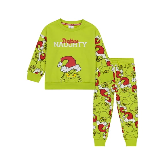 The Grinch Toddler Fleece "Define Naughty" 2 Piece Set, Green, Sizes 2T - 5T