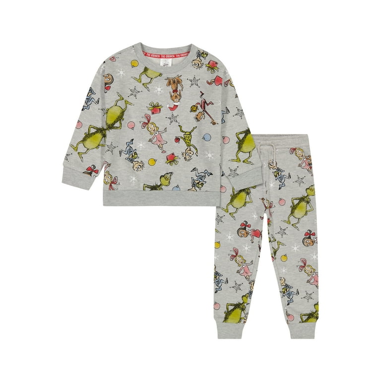 The Grinch Toddler Fleece Printed 2 Piece Set Grey Sizes 2T 5T