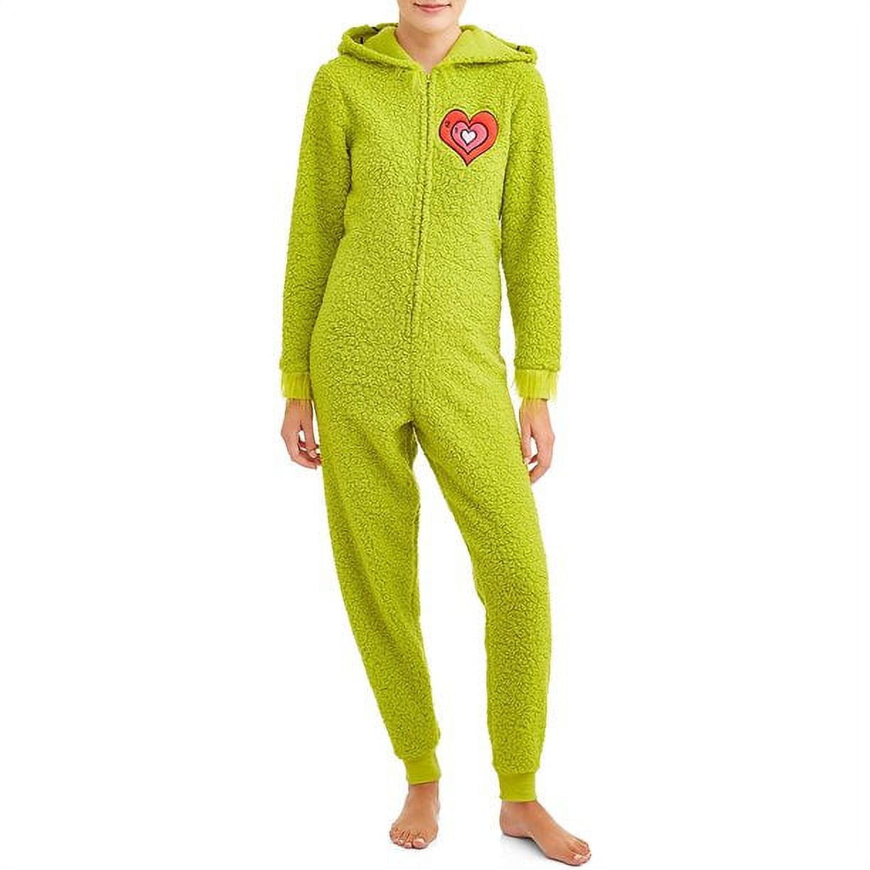 The Grinch Union Suit Womens Green Red Heart L