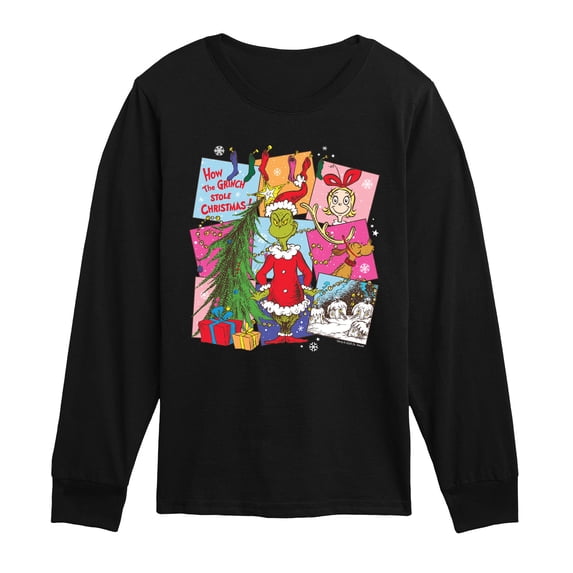 The Grinch - Vintage Squares - Youth Boys Long Sleeve Graphic T-Shirt