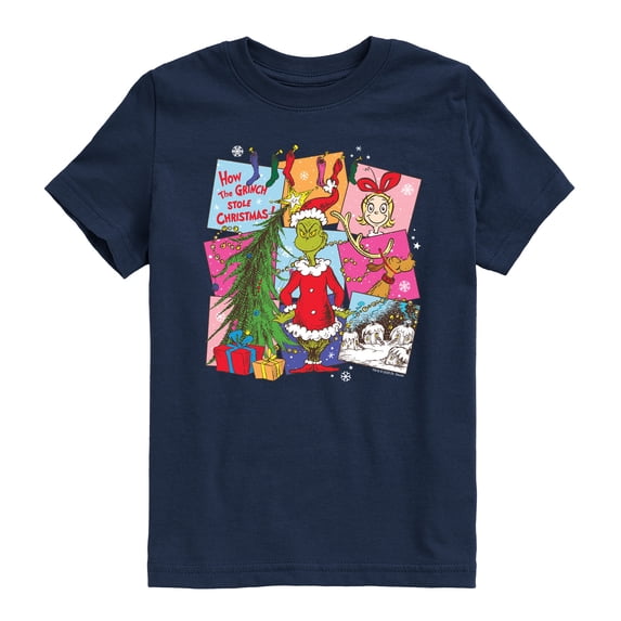 The Grinch - Vintage Squares - Youth Boys Short Sleeve Graphic T-Shirt