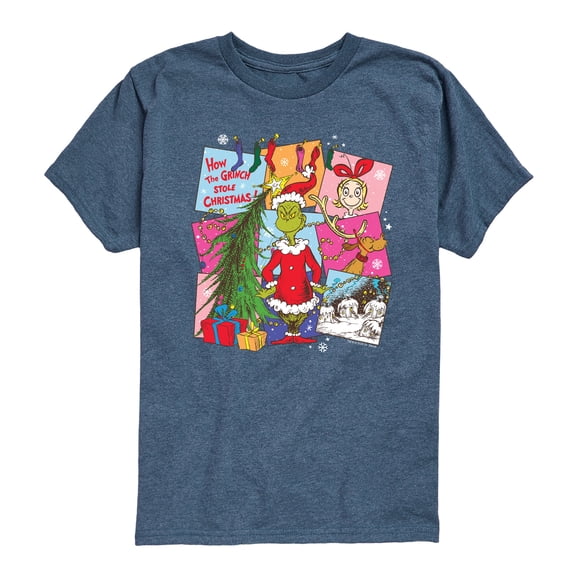 The Grinch - Vintage Squares - Youth Boys Short Sleeve Graphic T-Shirt