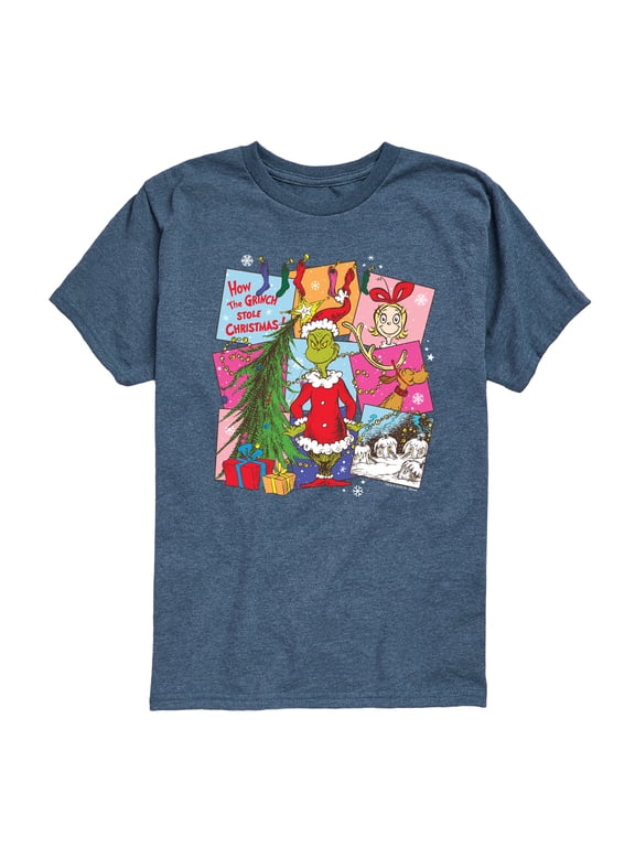 The Grinch - Vintage Squares Boys' Short Sleeve Graphic T-Shirt