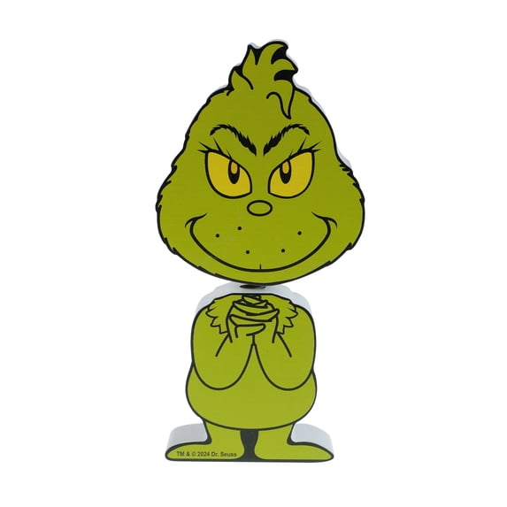 The Grinch Who Stole Christmas Grinch, Chunky Wood Bobblehead Table Top Décor, 6.5" Tall, MDF, Green, by Ruz