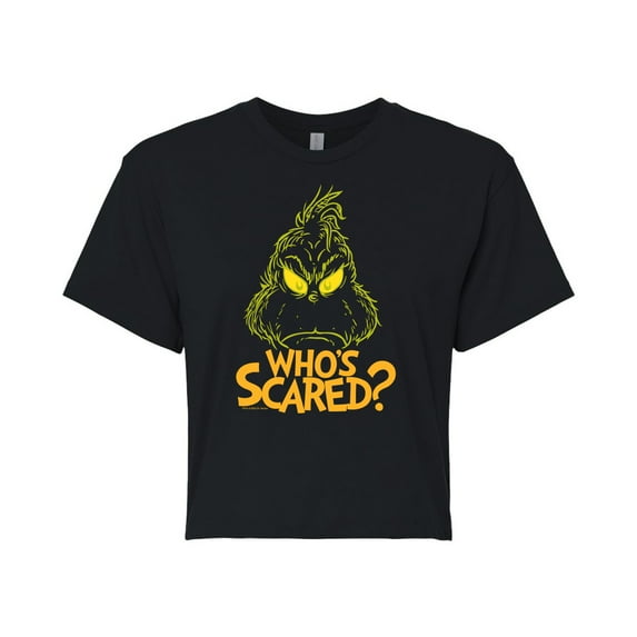 The Grinch - Who's Scared - Juniors Cropped Cotton Blend T-Shirt