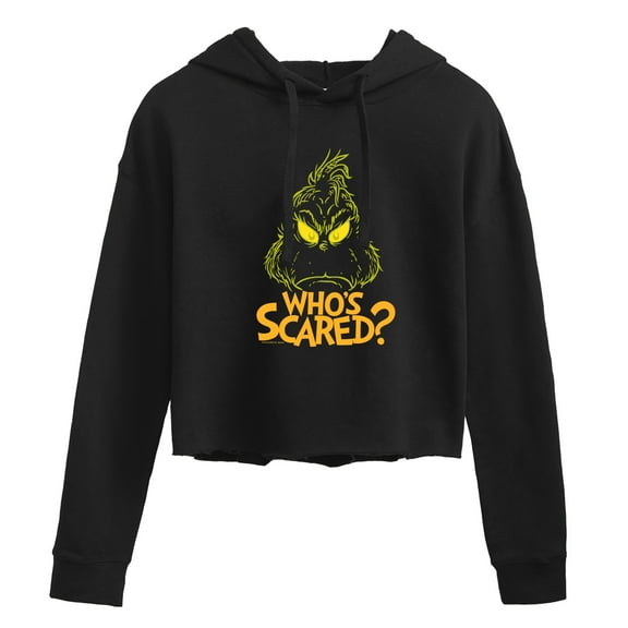 The Grinch - Who's Scared - Juniors Cropped Pullover Hoodie