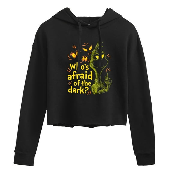The Grinch - Whos Afraid Of The Dark - Juniors Cropped Pullover Hoodie