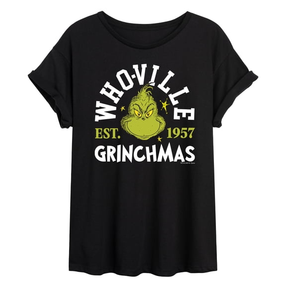 The Grinch - Whoville Grinch - Juniors Oversized Graphic T-Shirt