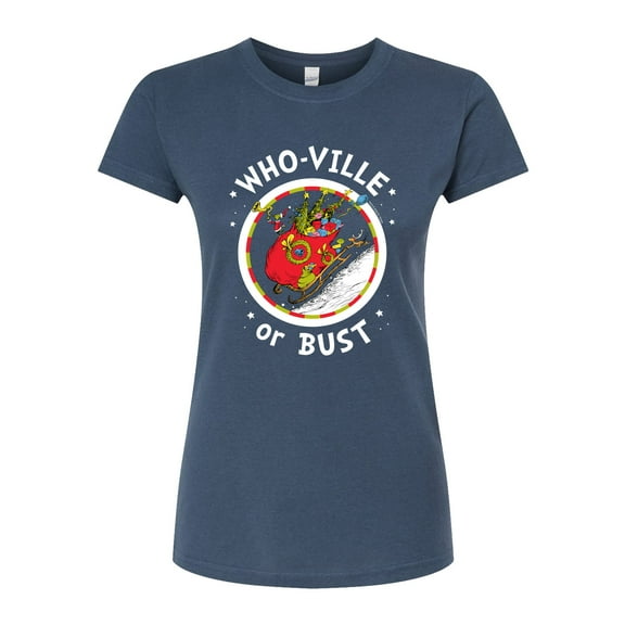 The Grinch - Whoville Or Bust - Juniors Fitted Graphic T-Shirt