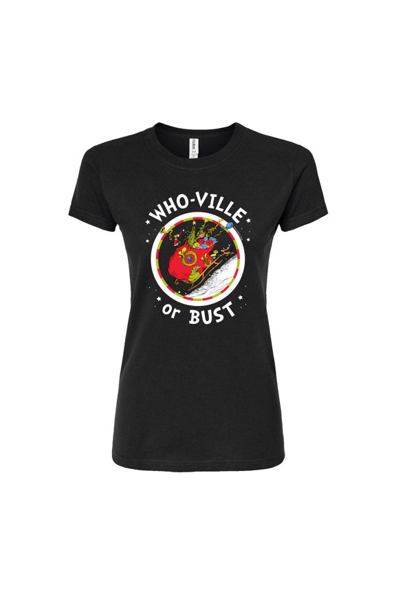 The Grinch - Whoville Or Bust - Juniors Fitted Graphic T-Shirt